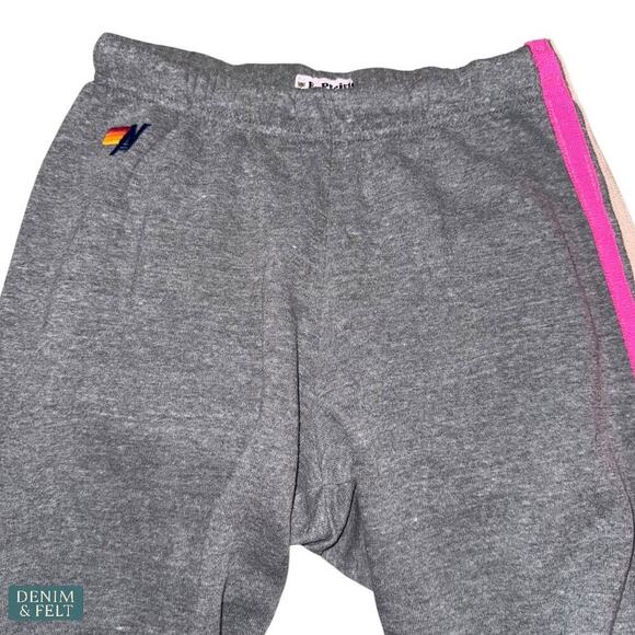 AVIATOR NATION XS Rainbow 5 Stripe Classic Sweatpants/Joggers Charcoal Gray - Picture 7 of 14